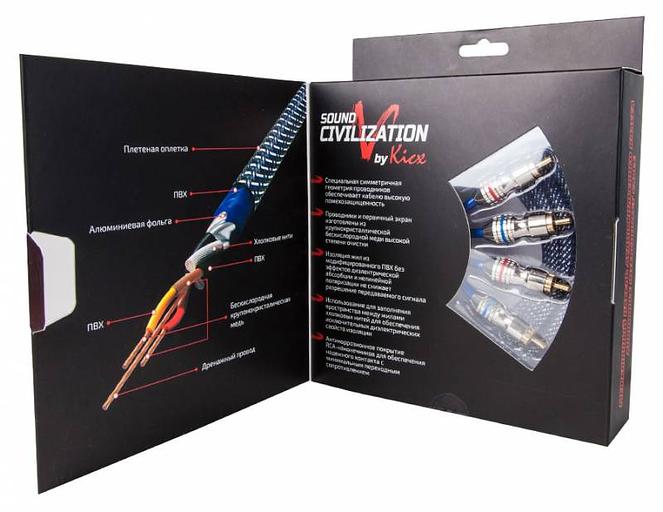 Акустический кабель Kicx RCA SCM25 5м 2-х канальный фото 2