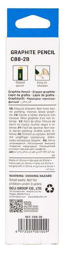 Карандаш чернографит. Deli EC88-2B 2B шестигран. липа ластик коробка картонная (12шт) фото 6