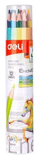 Карандаши цветные Deli EC112-12 Enovation трехгранные пластик 12цв. карт.тубус (12шт) фото 8