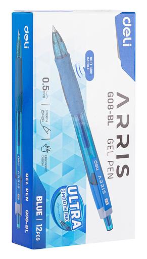 Ручка гелевая Deli EG08-BL Arris 0.5мм резин. манжета прозрачный синие чернила (упак.:1шт) фото 4