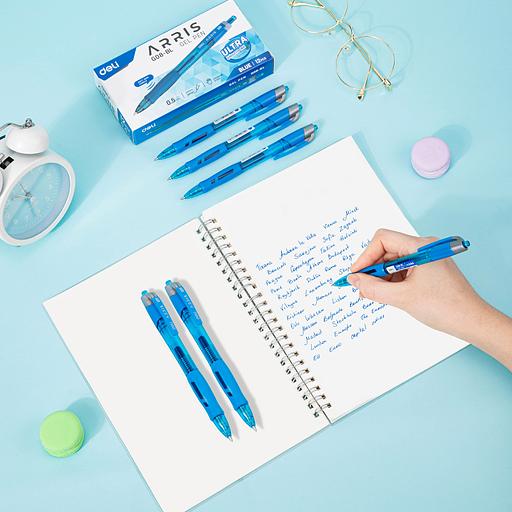 Ручка гелевая Deli EG08-BL Arris 0.5мм резин. манжета прозрачный синие чернила (упак.:1шт) фото 5