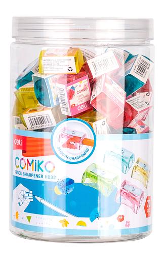 Точилка для карандашей ручная Deli EH032 Comico 1 отверстие пластик ассорти туба фото 1