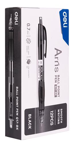 Ручка шариковая Deli EQ17-BK Arris авт. 0.7мм резин. манжета черный черные чернила фото 1