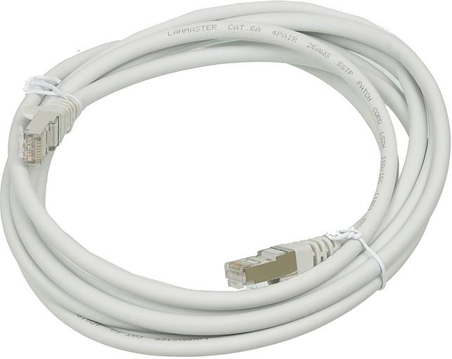 Патч-корд Lanmaster FTP LAN-PC45/S6A-3.0-GY вилка RJ-45-вилка RJ-45 кат.6А 3м серый LSZH (уп.:1шт) фото 1