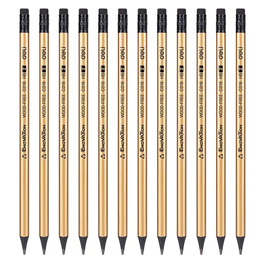 Карандаш чернографит. Deli EC018-HB Enovation HB трехгран. ластик коробка картонная (12шт) фото 1