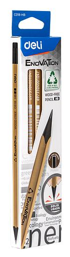 Карандаш чернографит. Deli EC018-HB Enovation HB трехгран. ластик коробка картонная (12шт) фото 8