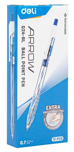 Ручка шариковая Deli EQ24-BL авт. 0.7мм прозрачный синие чернила (1шт) фото 5
