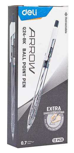 Ручка шариковая Deli EQ24-BK авт. 0.7мм прозрачный черные чернила фото 5