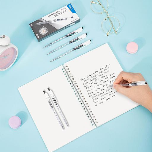 Ручка шариковая Deli EQ24-BK авт. 0.7мм прозрачный черные чернила фото 6