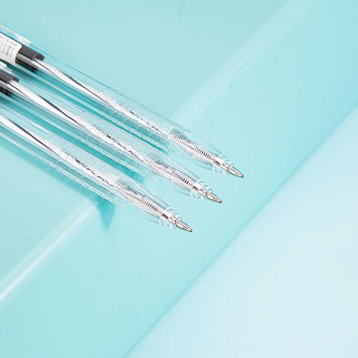 Ручка шариковая Deli EQ24-BK авт. 0.7мм прозрачный черные чернила фото 8