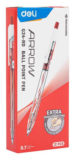 Ручка шариковая Deli EQ24-RD авт. 0.7мм прозрачный красные чернила фото 6