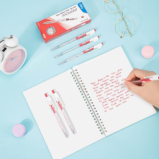 Ручка шариковая Deli EQ24-RD авт. 0.7мм прозрачный красные чернила фото 7