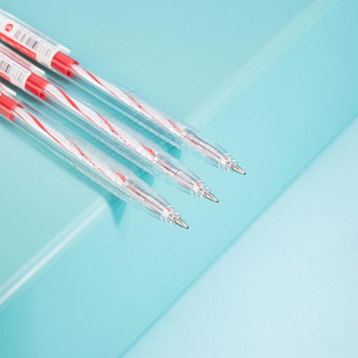 Ручка шариковая Deli EQ24-RD авт. 0.7мм прозрачный красные чернила фото 8