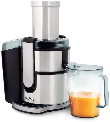 Соковыжималка центробежная Kitfort KT-1120 800Вт стальной/черный фото 1