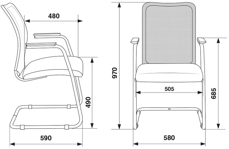 Кресло Бюрократ CH-599AV черный TW-32K01 сиденье черный TW-11 сетка/ткань полозья металл металлик фото 5