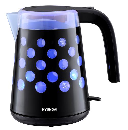 Чайник электрический Hyundai HYK-G2012 1.7л. 2200Вт черный/прозрачный (корпус: пластик) фото 1