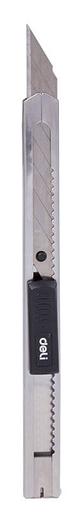 Нож канцелярский Deli E2034 Essential Metal Vivid Mini шир.лез.9мм фиксатор сталь серый фото 3