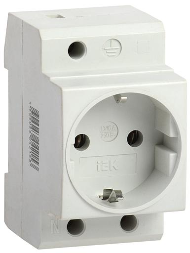 Розетка IEK на DIN-рейку с заземлением контактов MRD10-16 фото 1
