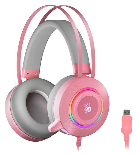 Наушники с микрофоном A4Tech Bloody G521 розовый 2.3м мониторные USB оголовье (G521 ( PINK )) фото 1