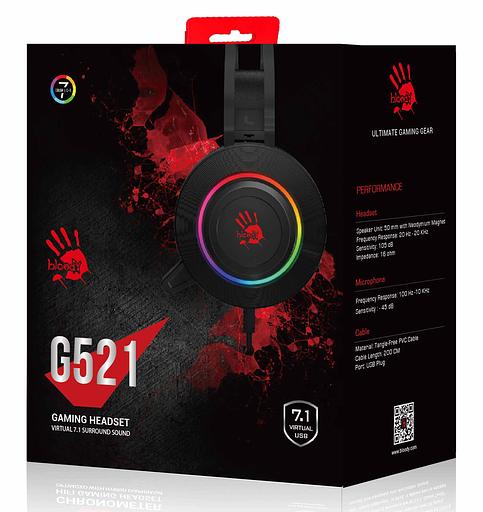 Наушники с микрофоном A4Tech Bloody G521 черный 2.3м мониторные USB оголовье (G521 (BLACK)) фото 3