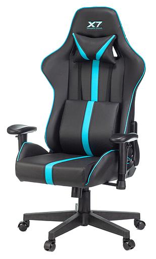 Кресло игровое A4Tech X7 GG-1200 черный/голубой искусственная кожа крестовина пластик фото 3