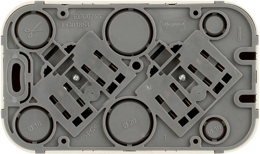 Блок силовая (2розет.) Legrand Quteo (782263) откр. зазем. IP20 слоновая кость фото 2