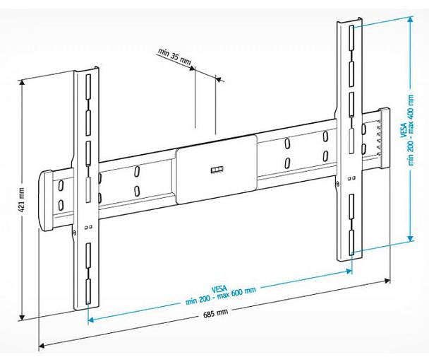 Кронштейн для телевизора Holder LCD-F6608 черный 42"-65" макс.45кг настенный фиксированный фото 2