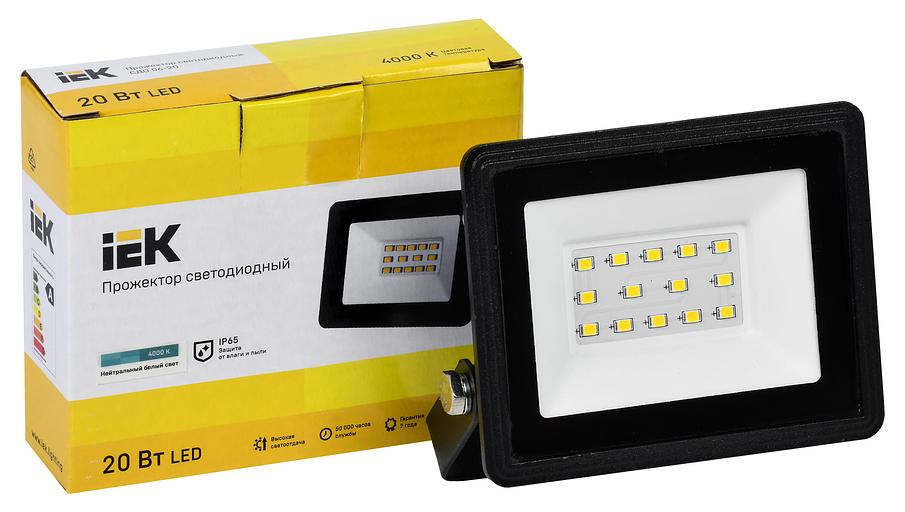 Прожектор уличный IEK СДО LPDO601-20-40-K02 светодиодный 20Вт корп.алюм.черный фото 3