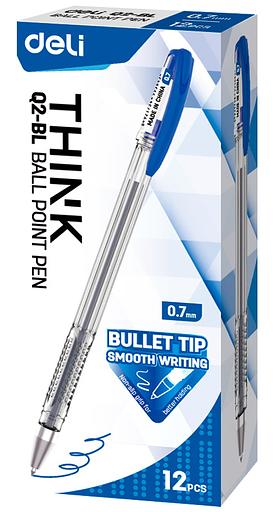 Ручка шариковая Deli EQ2-BL Think 0.7мм прозрачный/синий синие чернила фото 1
