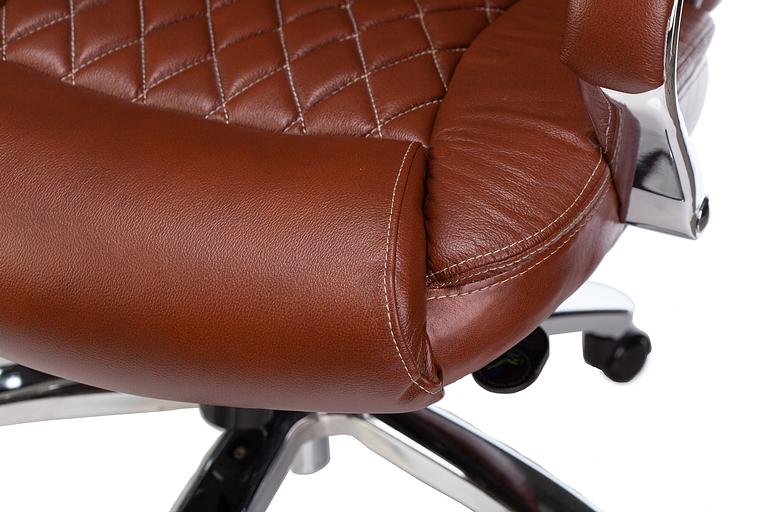 Кресло руководителя Бюрократ T-9924SL светло-коричневый Leather Eichel кожа крестовина металл хром фото 5