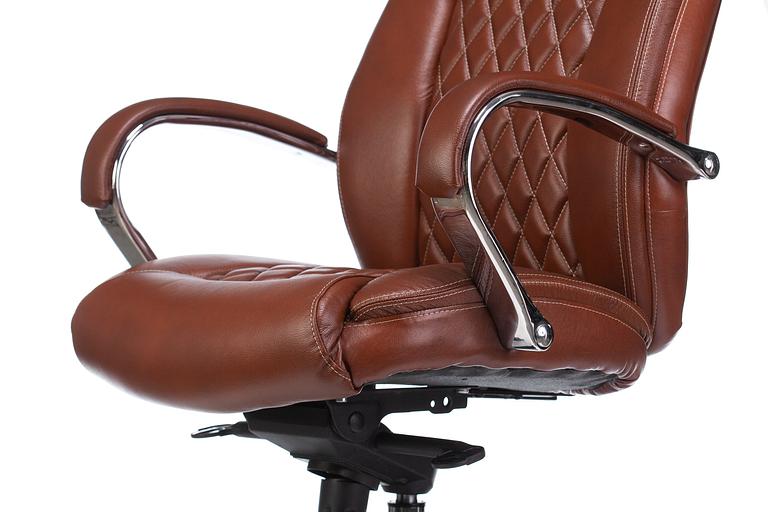 Кресло руководителя Бюрократ T-9924SL светло-коричневый Leather Eichel кожа крестовина металл хром фото 6