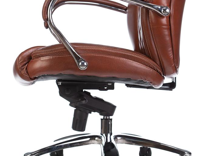 Кресло руководителя Бюрократ T-9924SL светло-коричневый Leather Eichel кожа крестовина металл хром фото 7