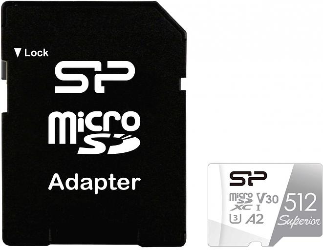 Флеш карта microSDXC 512Gb Class10 Silicon Power SP512GBSTXDA2V20SP Superior + adapter фото 2