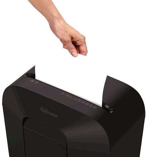 Шредер Fellowes PowerShred LX41 черный (секр.P-4)/перекрестный/8лист./17лтр./скрепки/скобы/пл.карты фото 5