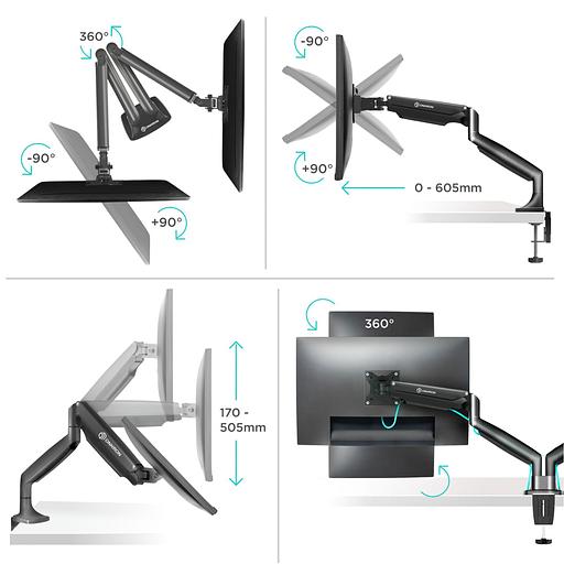 Кронштейн для мониторов Onkron G200 черный 13"-32" макс.18кг настольный поворот и наклон верт.перемещ. фото 6