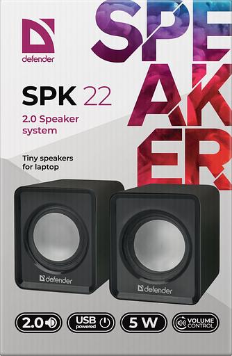 Defender#1 Акустическая 2.0 система SPK 22 черный, 5 Вт, питание от USB Defender #1 SPK 22 Black (65503) фото 2