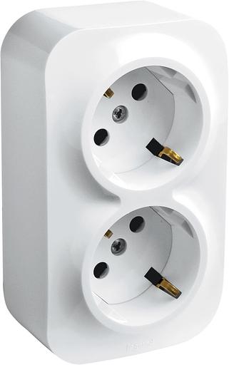 Блок силовая (2розет.) Legrand Quteo (782237) зазем. штор. IP20 белый фото 2