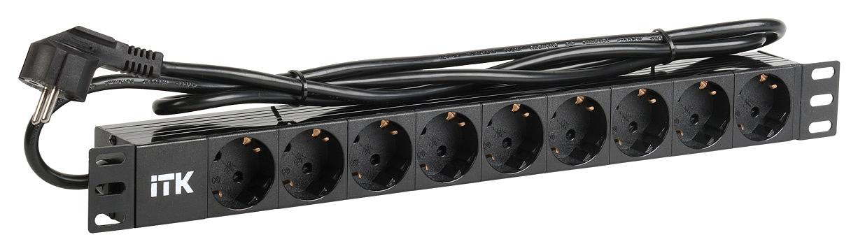 Блок распределения питания ITK PH22-9D1 гор.размещ. 9xSchuko базовые 16A Schuko 2м фото 1