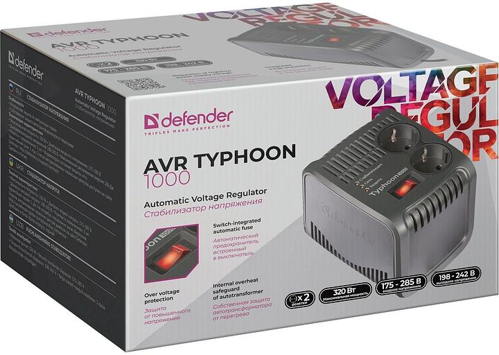 Стабилизатор напряжения Defender AVR Typhoon 1000 320Вт 1000ВА черный фото 3