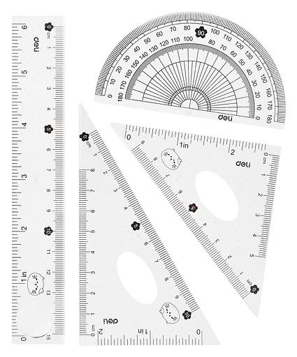 Набор линеек Deli MiYou EH657 пластик дл.15см ассорти компл.:лин.15см./треуг.2шт./трансп. пластиковый пакет с европодв. фото 6