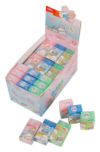 Ластик Deli MiYou EH303 прямоугольный 40x22x12мм ассорти индивидуальная картонная упаковка фото 3