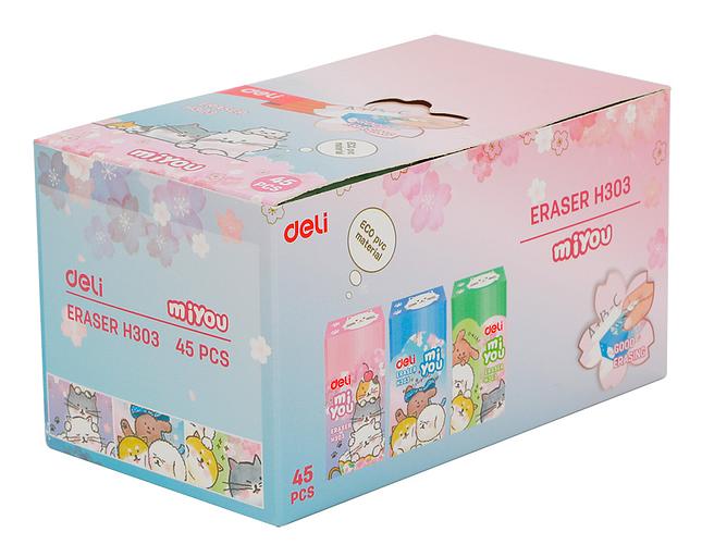 Ластик Deli MiYou EH303 прямоугольный 40x22x12мм ассорти индивидуальная картонная упаковка фото 5