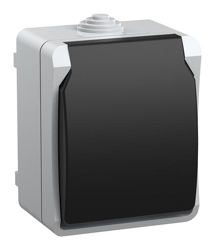 Розетка силовая IEK Форс (ERS12-K03-16-54-DC) откр. зазем. крыш. IP54 серый/черный (упак.:1шт) фото 1