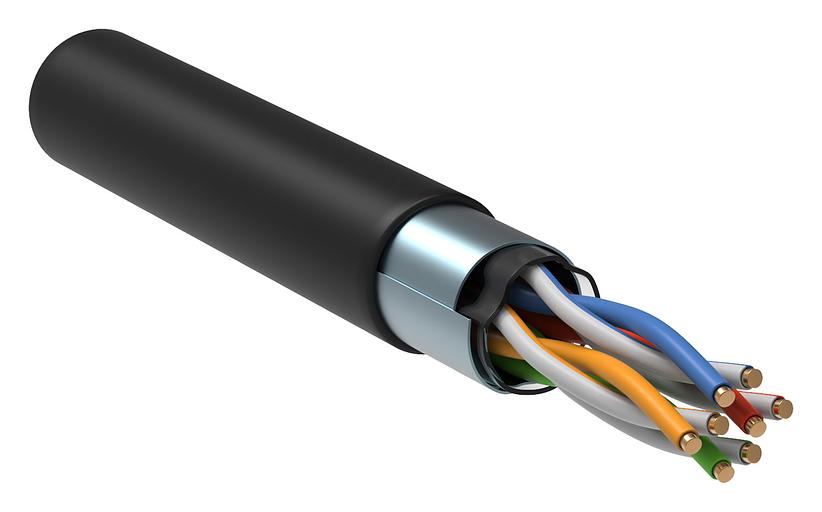 Кабель информационный ITK Generica BC3-C5E04-339-305-G кат.5е F/UTP общий экран 4X2X24AWG LDPE внешний 305м черный фото 1