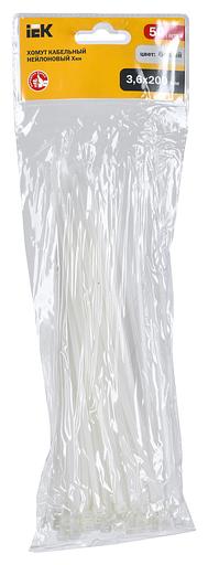 Хомут IEK UHH20-D036-200-050 200x3.6мм (упак:50шт) нейлон белый фото 2