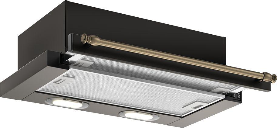 Вытяжка встраиваемая Elikor Интегра 50П-400-В2Л антрацит/рейлинг бронза управление: кнопочное (1 мотор) фото 1