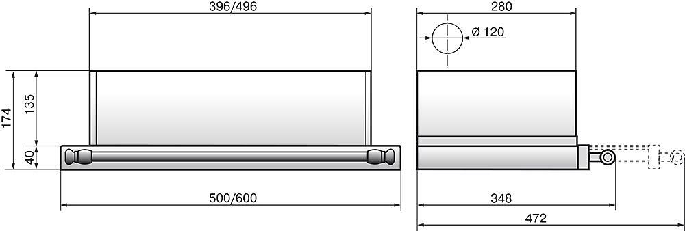 Вытяжка встраиваемая Elikor Интегра 50П-400-В2Л антрацит/рейлинг бронза управление: кнопочное (1 мотор) фото 2