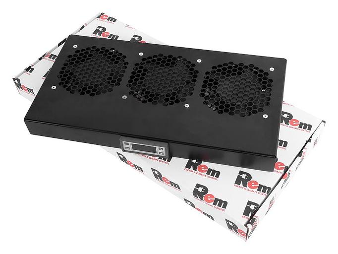 Модуль вентиляторный Rem (R-FAN-3K-1U-9005) 3 вент. с контроллером черный (упак.:1шт) фото 1