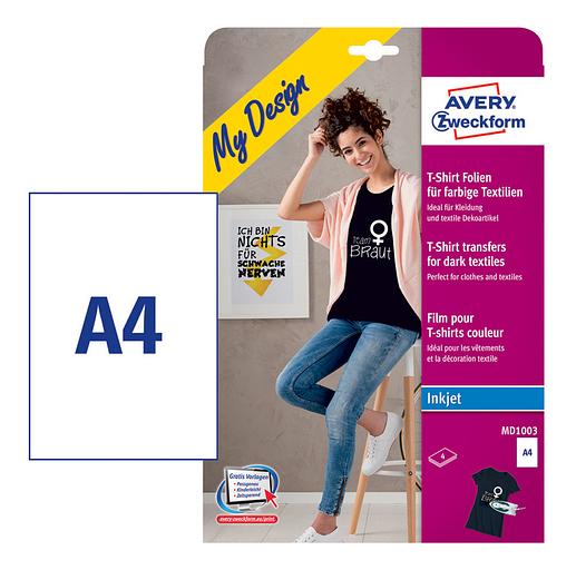 Термотрансфер Avery Zweckform MD1003 A4/4л./белый матовое для струйной печати фото 1