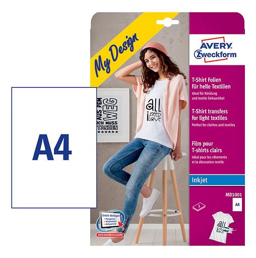 Термотрансфер Avery Zweckform MD1001 A4/5л./белый матовое для струйной печати фото 1